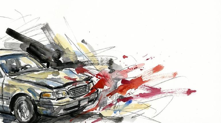 Evening left turn. One woman never made it across.