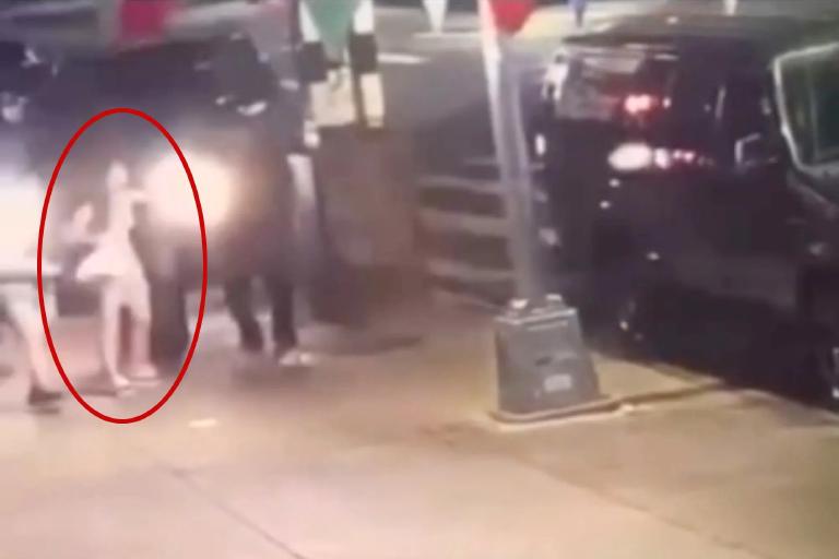 She had the walk. The SUV turned right.