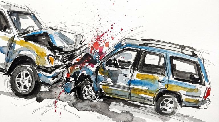 East Tremont at dusk. A body and a front end.