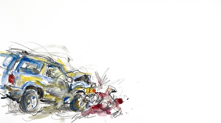 Broadway and 8th: a cyclist down, a pattern unbroken