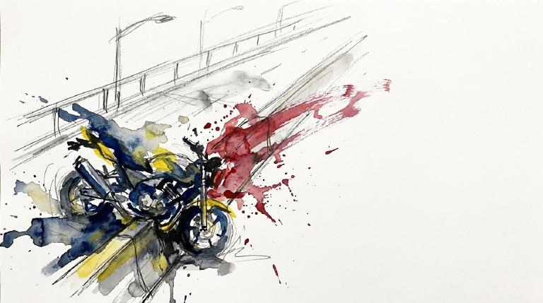 Flat, Lichtenstein‑style graphic with thick black and inner white borders, abstractly evoking: Public fatal traffic crash visual context. Style: abstract, respectful, non-graphic, no readable text, no invented official findings. The crash account bel